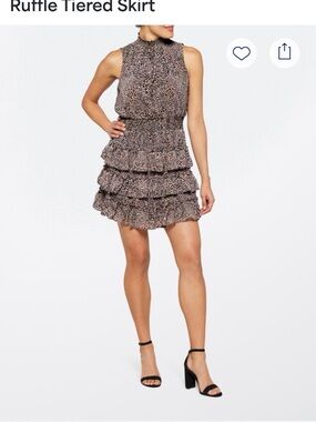912. 1. State Sleeveless Ruffled Mini Dress in Leopard Print Medium Stitch Fix